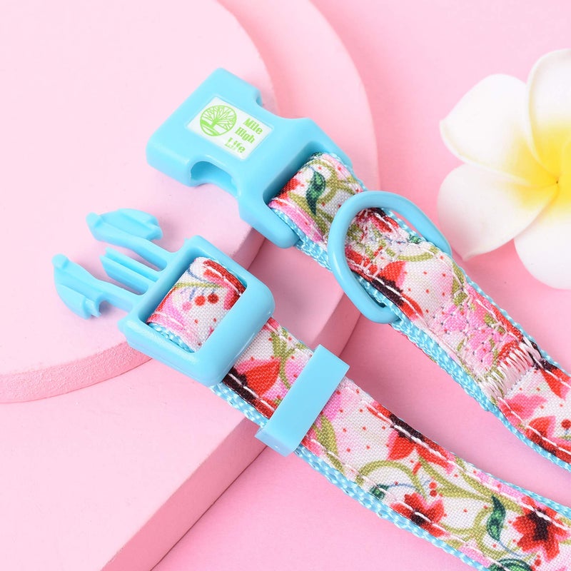 Mile High Life | Girl Dog Collars | Cute Bandana Collar | Soft Poly Cotton Fabric Collars for Small Dogs | Flower & Fruit Pattern(Lily, Collar & Bandana-S) - Image 5